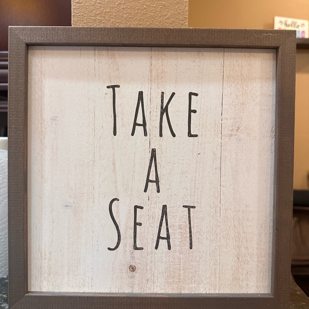 Bathroom Brown Framed 'Take a Seat' Wall Art